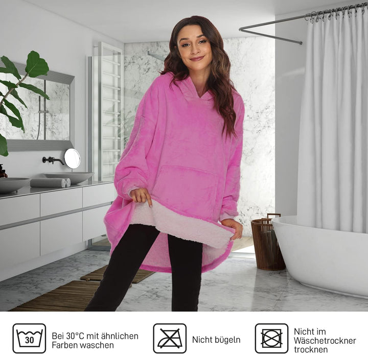 KolnAix Hoodie Decke, Oversize Pullover für Damen und Herren, Flauschiger Kuschelpullover mit Kapuze