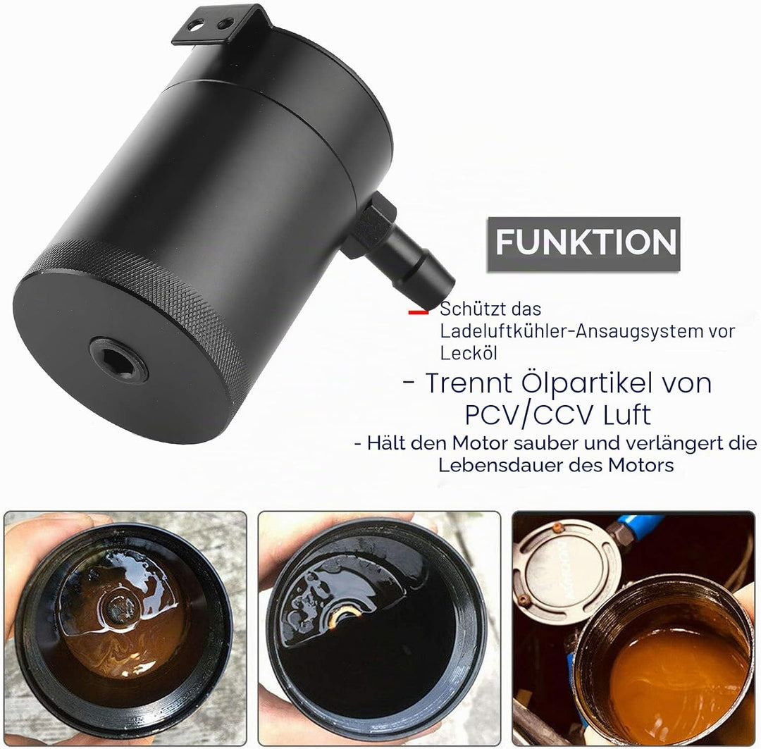 Ölauffangbehälter, KIMISS Universal 500ml 2-Port Ölfangdose Aluminiumlegierung Prallbehälter Vorrats