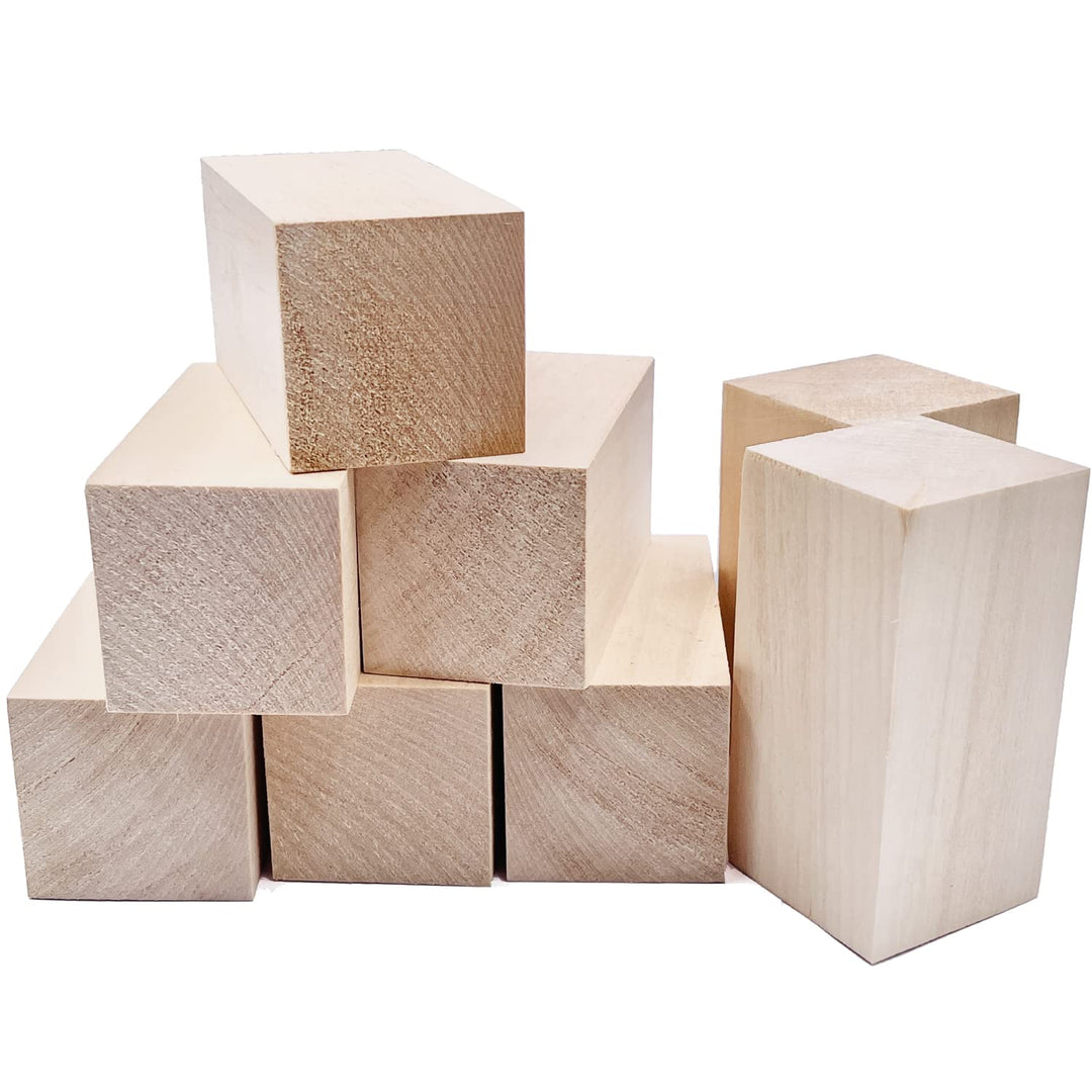 Thiecoc 8 Stück Lindenholz zum Schnitzen (5,1 x 5,1 x 10,2 cm), Lindenholz für Holzschnitzerei, Holz