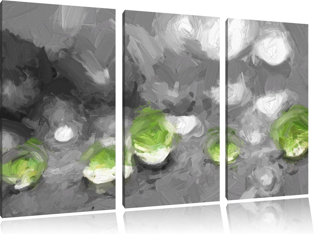 winzige Wassertropfen auf Blatt schwarz/weiss Deluxe 3-Teiler Leinwandbild 120x80 Bild auf Leinwand,