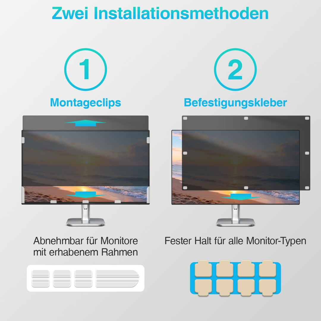 Blickschutzfolie für 23.6 Zoll 16:9 (52.2 x 29.4 cm) Monitor | Blaulichtfilter, Blendschutz, Abnehmb