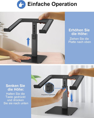 Babacom Laptop Ständer, 8 Höhenverstellbar Aluminium Laptop Stand, Ergonomischer Belüfteter Laptopst