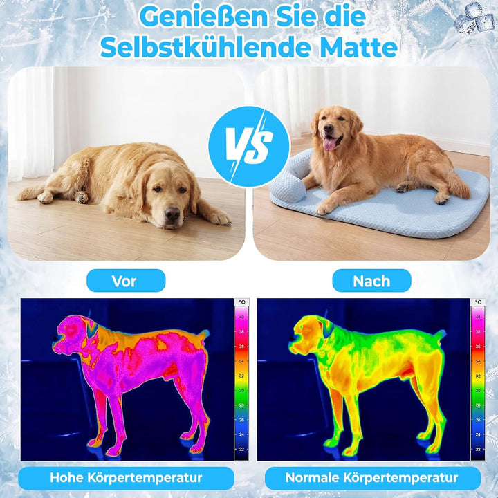 Kühlmatte Hund Gross Selbstkühlend Waschbar (100 * 75Blau) | Sommer Tragbares Kühldecke Hund Rutschf