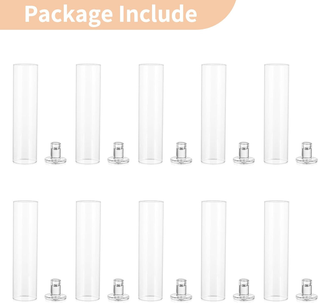 NUPTIO Glaszylinder Kerzenständer Kerzenhalter Glas - 10 Stücke Kegel Kerzenhalter Stabkerze Pack fü