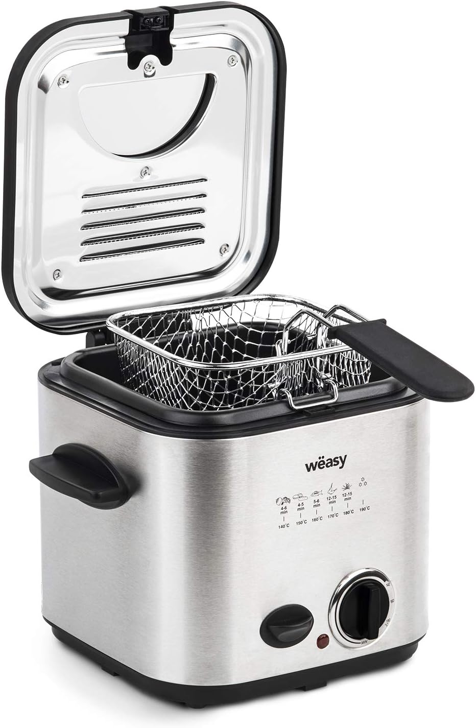 Wëasy TB600 Fritteuse und Fondue, 2 in 1, elektrisch, 1,2 l, Edelstahl, multifunktional, kompakt, 6