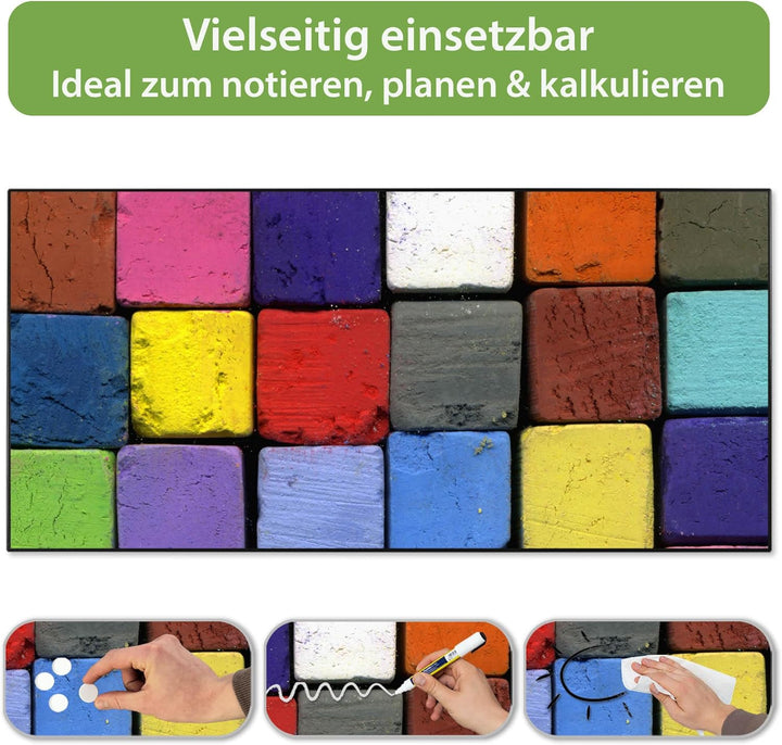 banjado Magnettafel schwarz 78 x 37cm / Magnetwand Metall/Magnetpinnwand als Memoboard/Pinnwand Magn