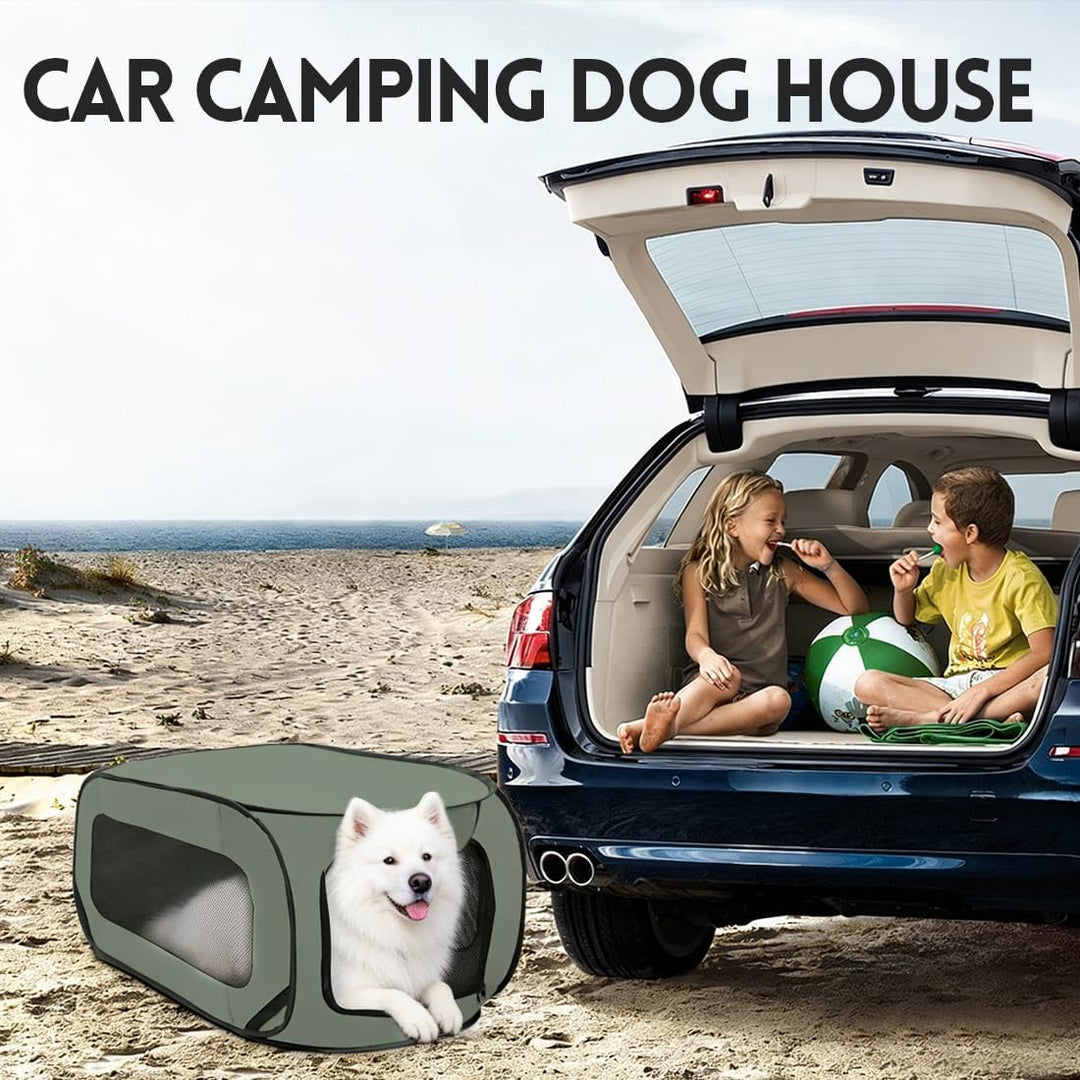 Faltbare Hunde Transportbox 92x52x52 cm - Doppeltürig & Sicher für Autoreisen,Belüftetes Pop-Up Desi