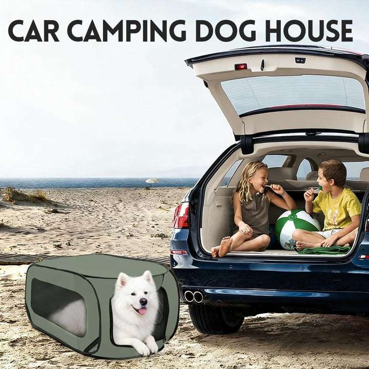Faltbare Hunde Transportbox 92x52x52 cm - Doppeltürig & Sicher für Autoreisen,Belüftetes Pop-Up Desi