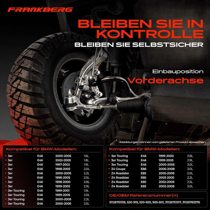 Frankberg 2x Querlenker Lenker und Hydrolager Vorne Links Rechts Unten für 3er E46 Z4 E85 E86 1998-2