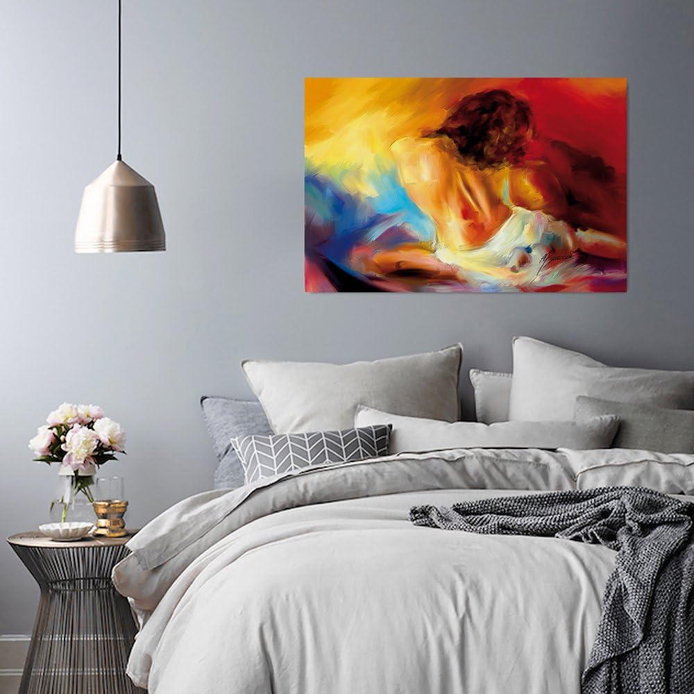 Feeby, Leinwandbild, Bilder, Wand Bild, Wandbilder, Kunstdruck 80x120cm, Frau, LOCKIGES Haar, AKT, R