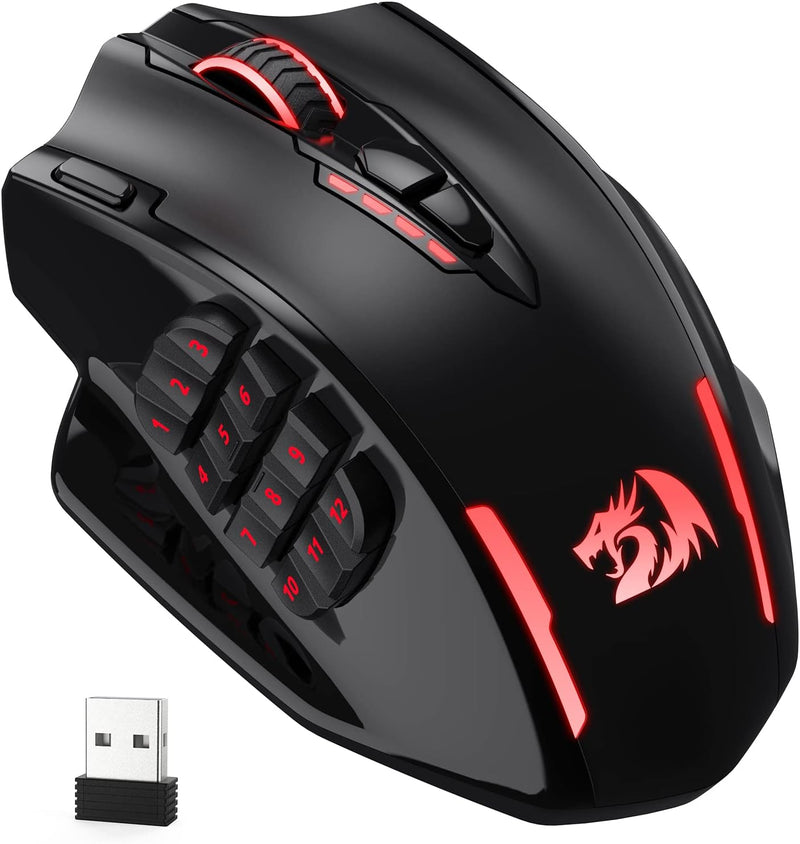 Redragon M913 Impact Elite Wireless Gaming Maus, 16000 DPI Verkabelte/Kabellose RGB Maus mit 20 Prog