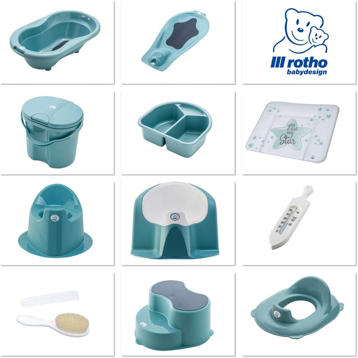 Rotho Babydesign 20001 0292 Top Badewanne lagoon, blau, 76,5 x 44,5 x 22 cm, Lagoon