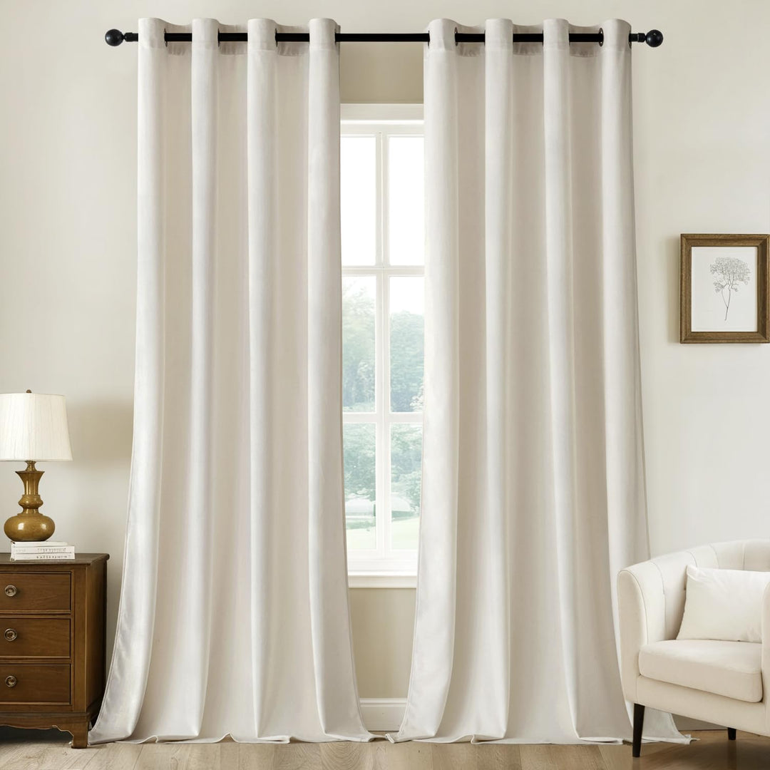 Woaboy Samtvorhänge Verdunkelungsvorhang Gardinen mit Ösen 140x225 cm Weiss | Vorhänge Samt Blickdic