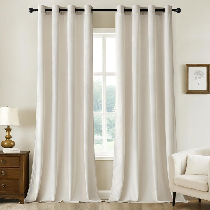 Woaboy Samtvorhänge Verdunkelungsvorhang Gardinen mit Ösen 140x225 cm Weiss | Vorhänge Samt Blickdic