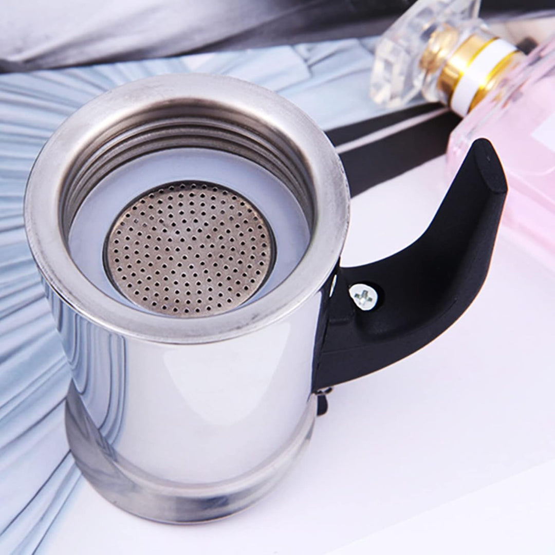 Klassischer Edelstahl Espressokocher mit Elektroherd, Temperatureinstellungsfunktion, Mokkakanne für