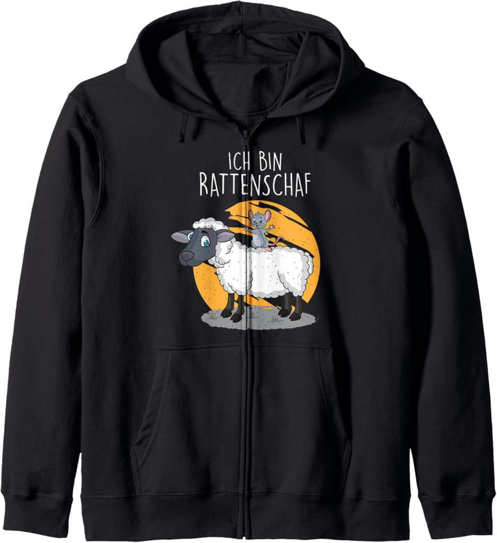 Ich bin Rattenschaf Spruch Wortspiel Schafswolle Schäfchen Kapuzenjacke
