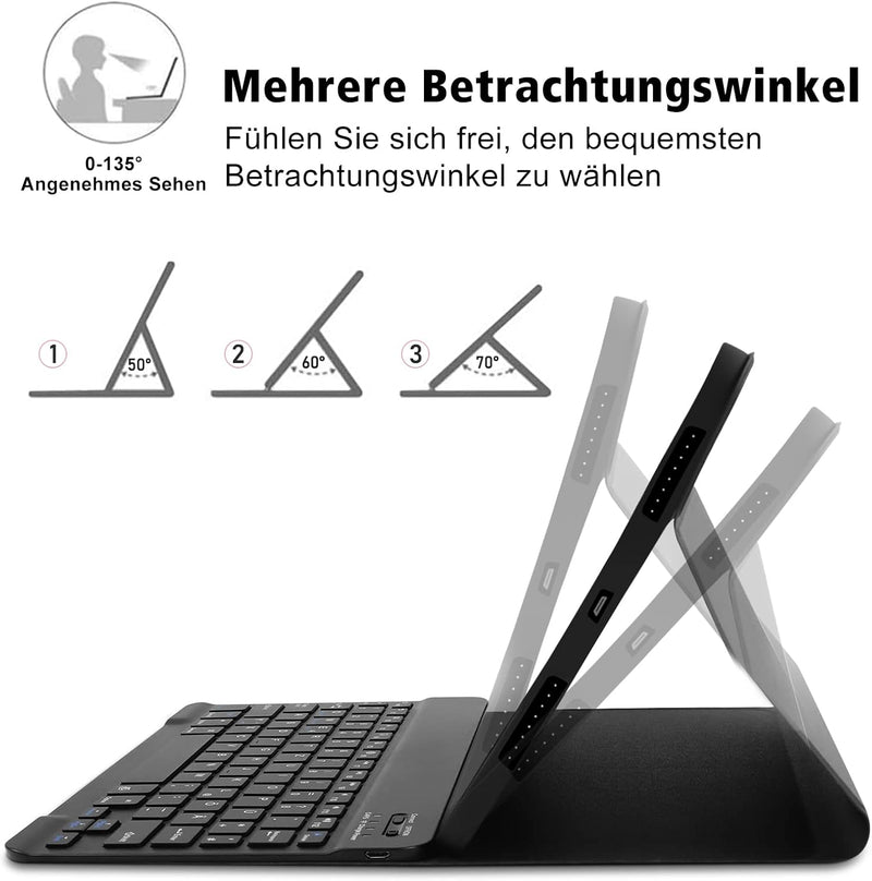 iPad 10 Generation Tastatur Hülle, Hülle mit Tastatur für iPad 10th Gen 2022 10.9 Zoll, QWERTZ Layou