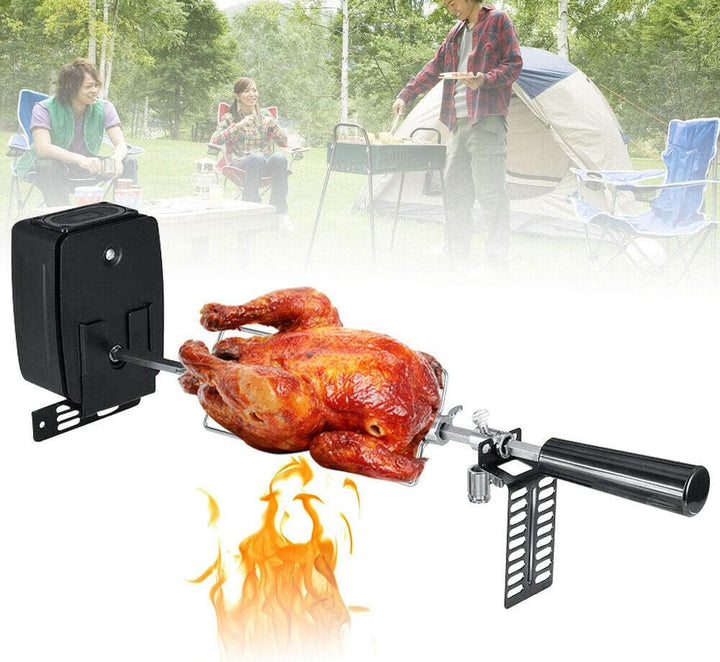 Grillspiess Mit Motor, Elektrischer Grill für Haushalte (Batterietyp), Grillspiesse Edelstahl, Tragb