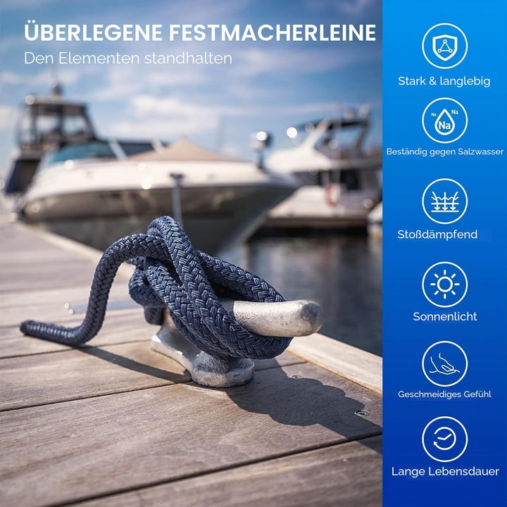 BOOMSTART 4 Stück Boot Seil 16mm Festmacherleine mit Auge Nylon Doppelt Geflochten Fenderseil Dock L