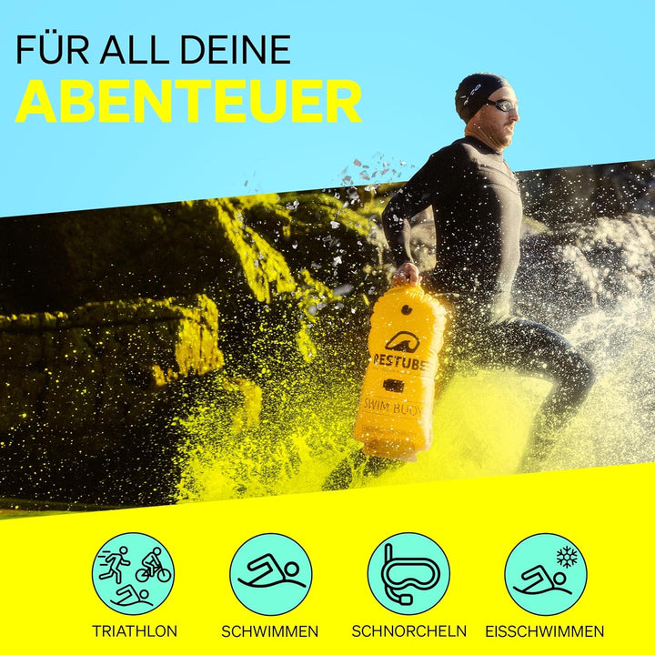 Restube Schwimmboje - Aufblasbare Schwimmhilfe für Schwimmen, Schnorcheln, Triathlon, SUP, Freiwasse