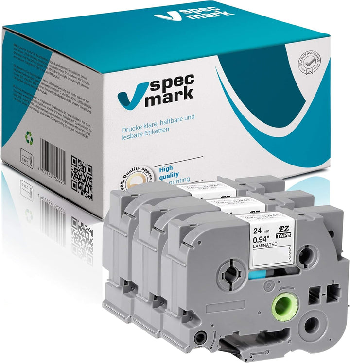 Schriftband TZe-252 24mm x 8m Satz x 3 St. Rot auf Weiss Band kompatibel mit Drucker Brother PT P-to