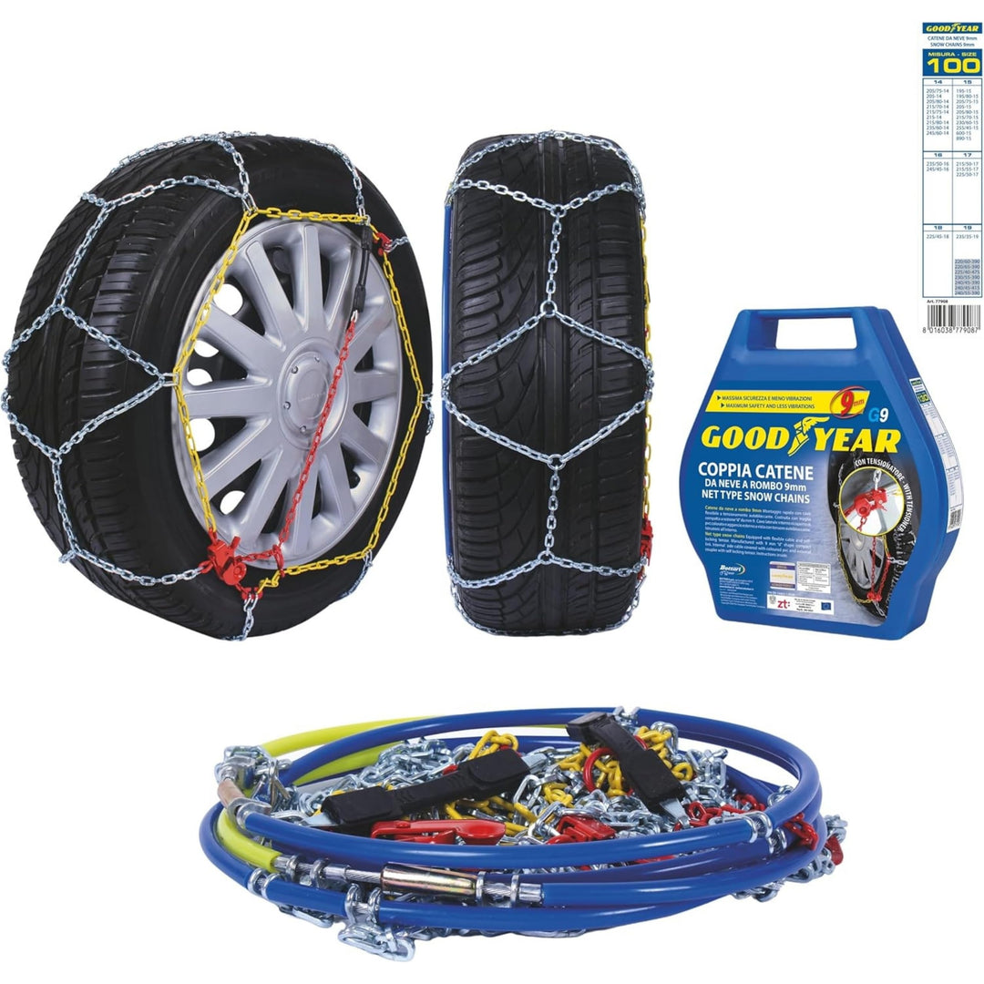 Goodyear 77908: "G9" Schneeketten, 9 mm, Grösse 100, Zertifizierung TUV und ÖNORM, 100