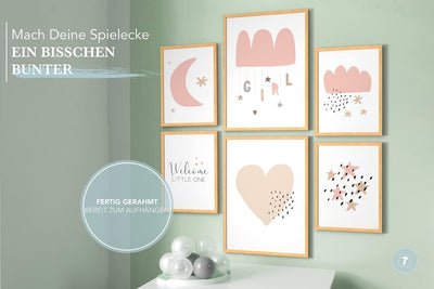 Papierschmiede® Bilder Kinderzimmer Kids Mood Poster Set Welcome Little Girl, Gerahmte Bilder fürs K