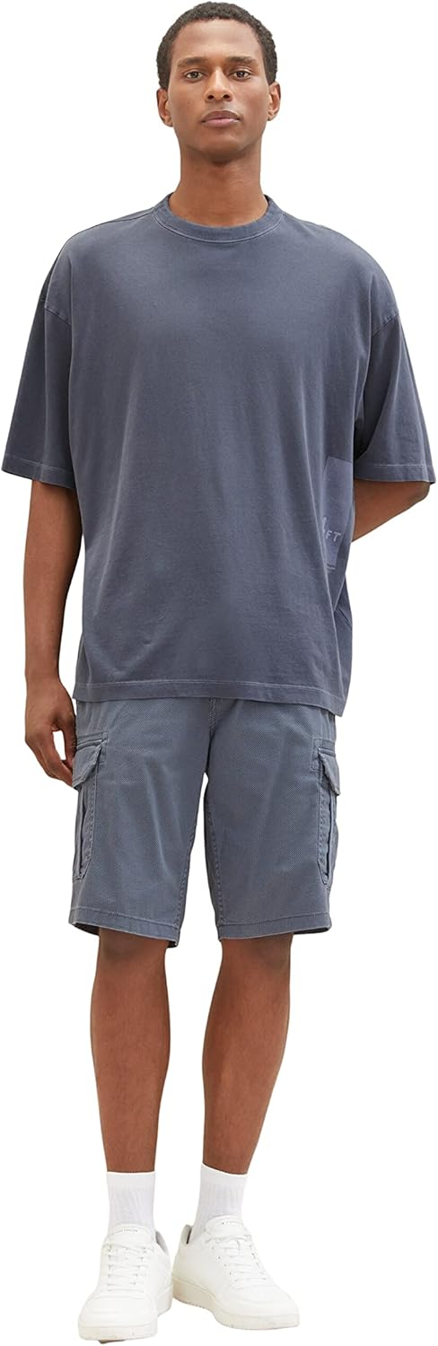 TOM TAILOR Herren Cargo Bermuda Shorts, 29 31272 - Blueish Grey Diamond Structure