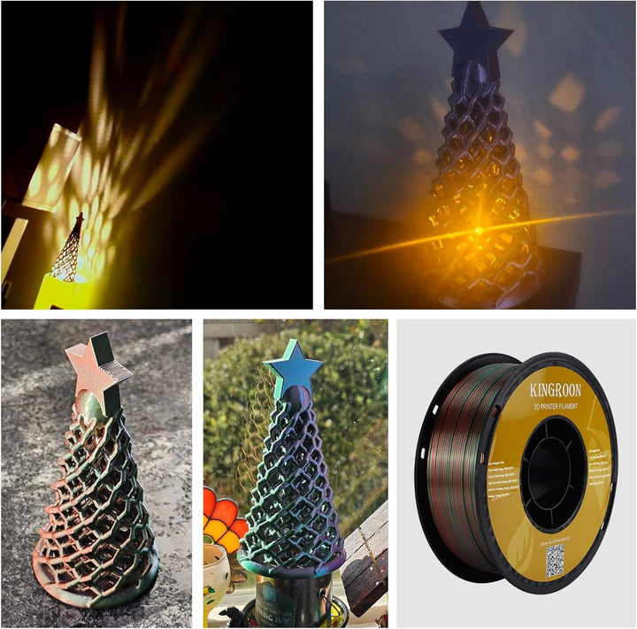 Kingroon PLA 3D-Drucker-Filament, dreifarbiges Seiden-PLA-Filament, Massgenauigkeit +/- 0,03 mm, 1-k