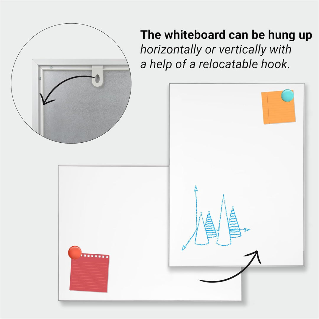DESQ Whiteboard Ultradünnen Aluminium Rahmen - 45 x 60 cm, Magnethaftend, Frei schwebender 3D-Look 4
