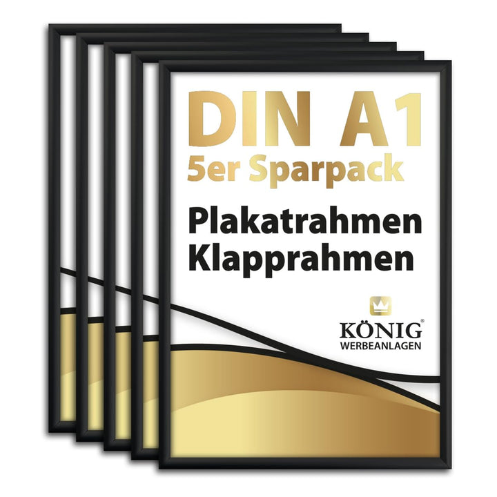 Dreifke 5 Plakatrahmen DIN A1 | 25mm Aluminium Profil, schwarz | inkl. entspiegelter Schutzscheibe |