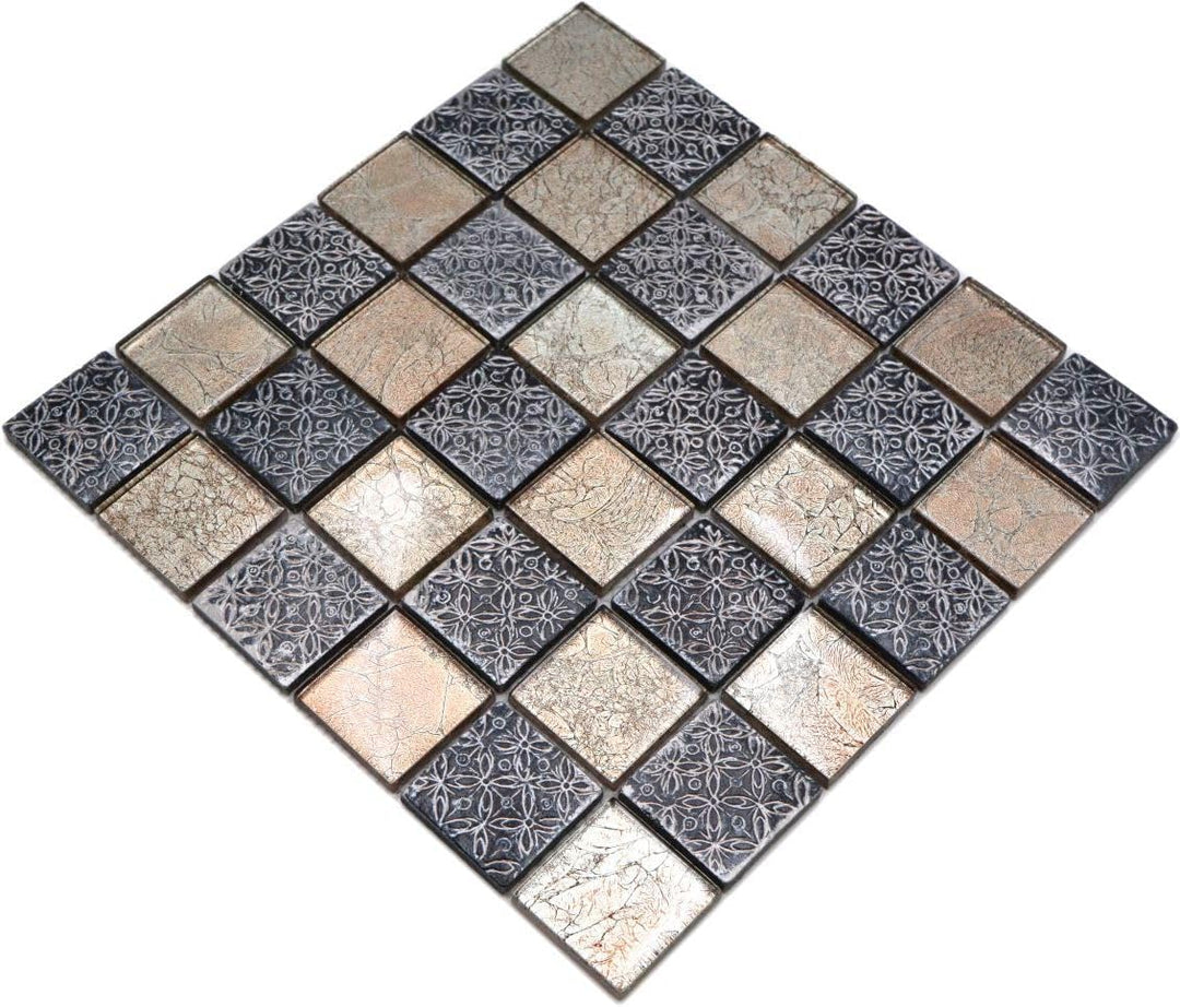 Glasmosaik Quadrat Crystal/Resin Optik mix Transluzent Transparent 3D, Mosaikstein Format: 48x48x8 m