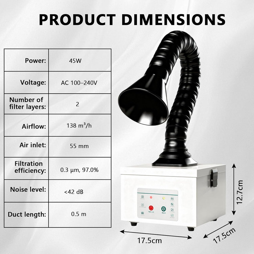 Lötrauchabsaugung, 45W Lötrauchabsorber mit 2 in 1 Komplex Filter, Frei Drehbar um 360° Fume Extract