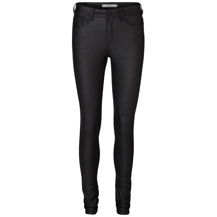 VERO MODA Damen Vmseven Nw Ss Smooth Coated Pt Petite Hose L / 28L Black/Detail:coated, L / 28L Blac