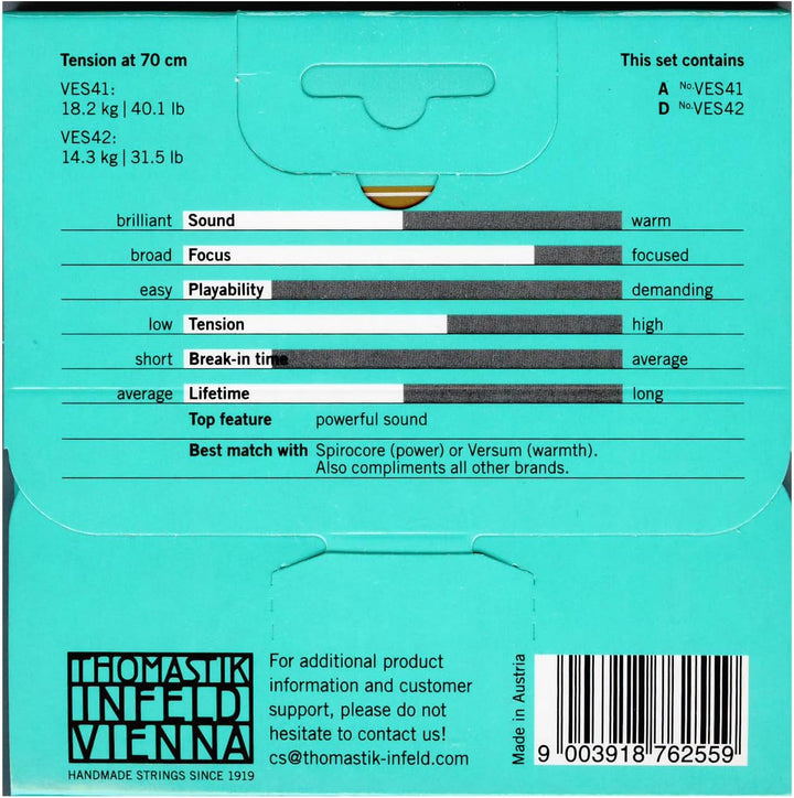 Thomastik Saitenset für Cello 4/4 Versum Solo - Set A+D Saite, Stahldraht, Umspinnung aus Spezialleg