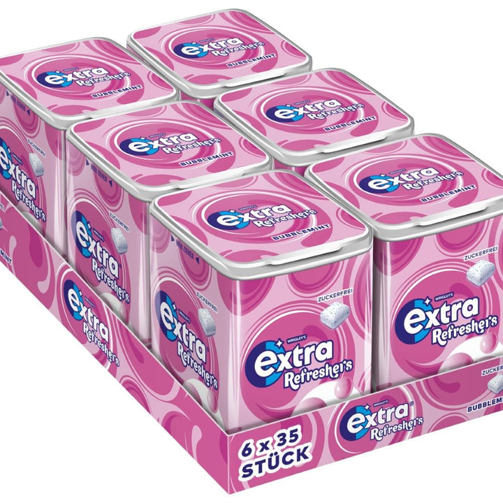 EXTRA® REFRESHERS Dose Bubblemint, erfrischendes Geschmackserlebnis, 6x35 Stück, Bubblemint