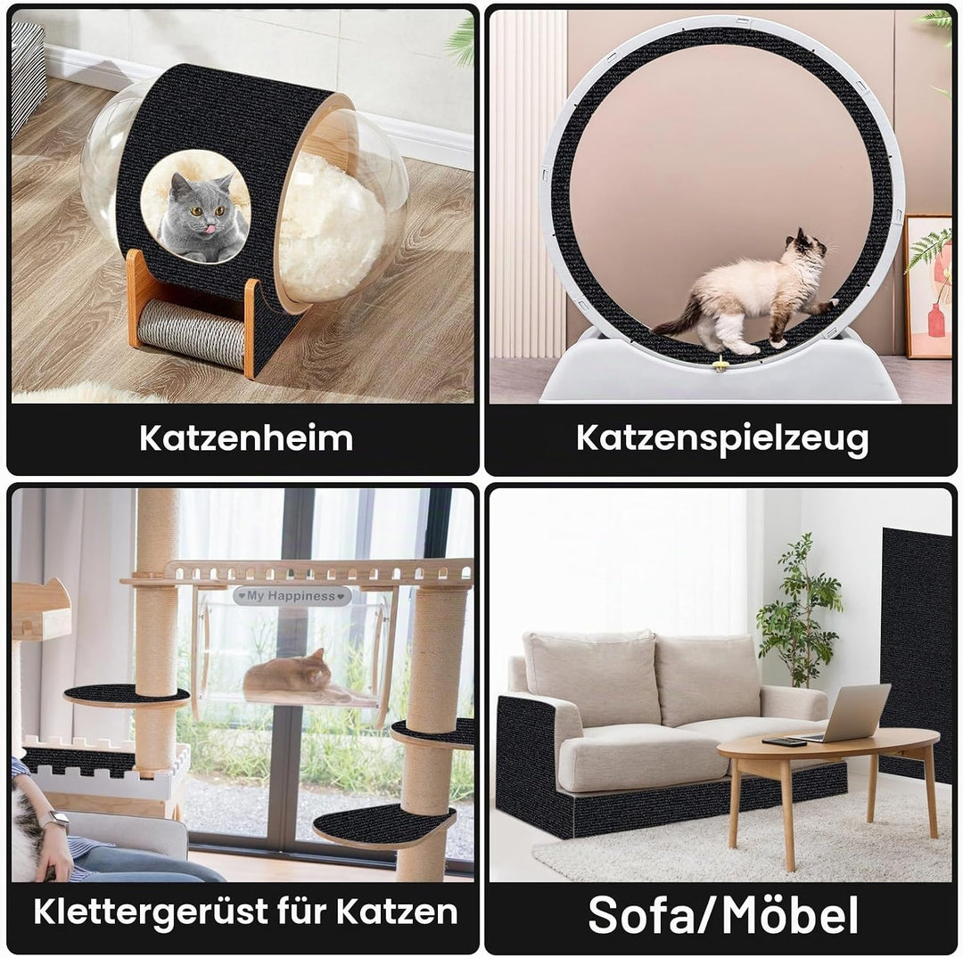 200cmX40cm Selbstklebend Kratzmatte für Katzen, Kratzschutz Sofa, DIY Kratzbretter, Kratzwand für Mö