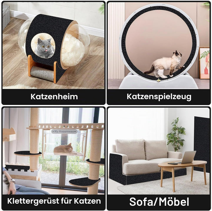 200cmX40cm Selbstklebend Kratzmatte für Katzen, Kratzschutz Sofa, DIY Kratzbretter, Kratzwand für Mö