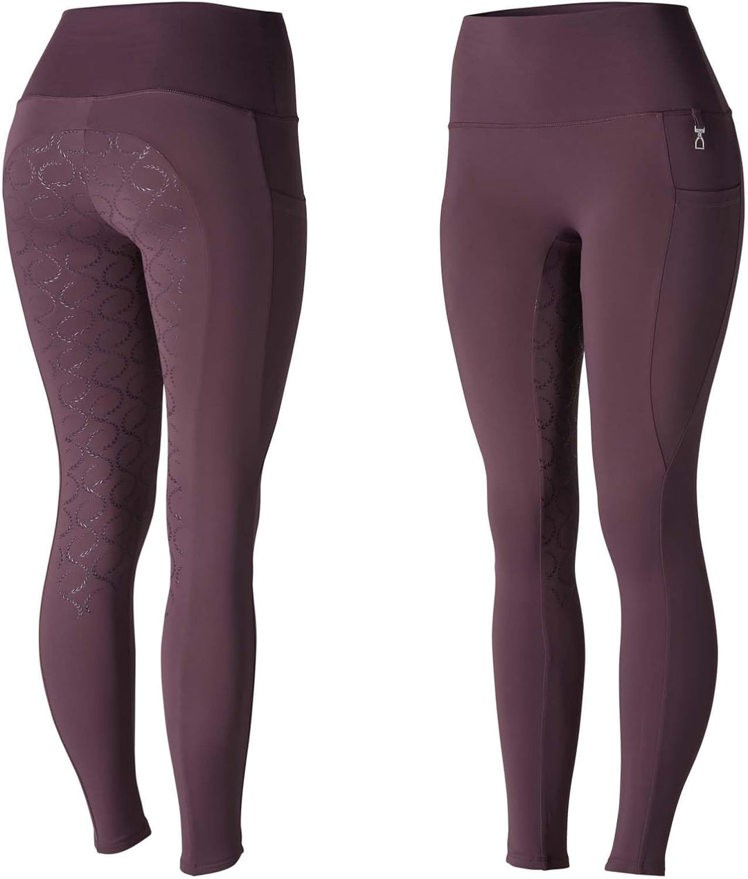 HORZE Damen Reitleggings Gillian, Reithose mit Handytasche und Silikonvollbesatz 22 Weinrot, 22 Wein