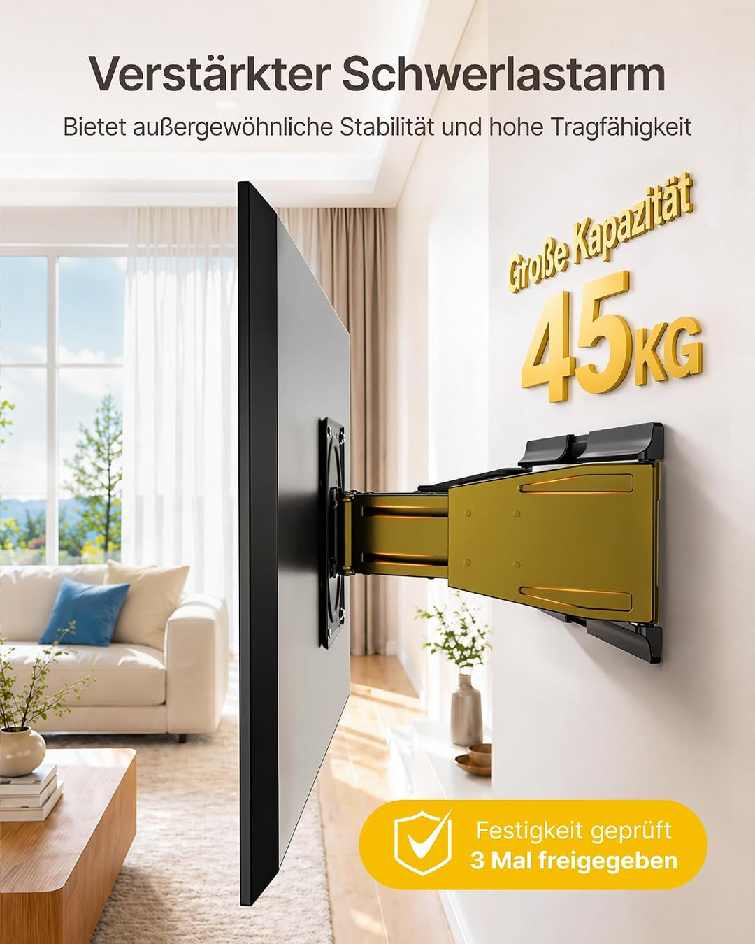 monTEK Ultra Slim TV Wandhalterung 23-43 Zoll bis 45kg, Max VESA 200x200mm | 1.1" Dünne, Ausziehbar,