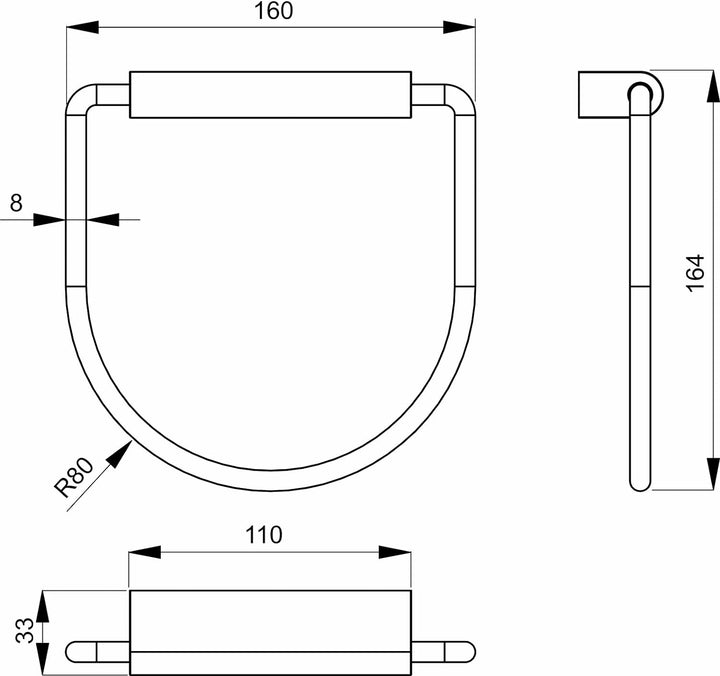 Ideal Standard Connect/Contour Handtuchring N1384AA, chrom, H: 164, B: 169, T: 35, schwenkbar