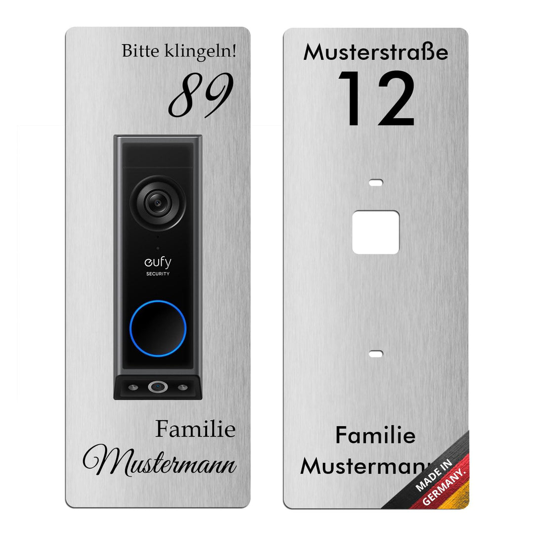 iSecur Edelstahl Blende personalisiert Premium - Passend für Eufy Videotürklingel - Edle Türstation-