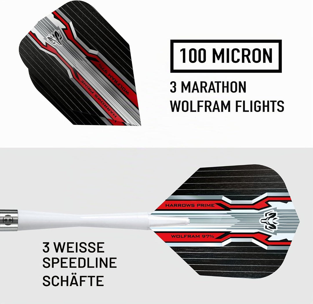 Harrows Wolfram 97% Tungsten Stahlspitzen Dart Set 21g, 22g, 23g, 24g, 25g & 26g - Inklusive Speedli
