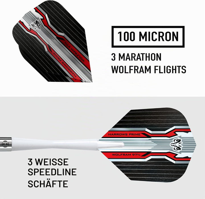 Harrows Wolfram 97% Tungsten Stahlspitzen Dart Set 21g, 22g, 23g, 24g, 25g & 26g - Inklusive Speedli