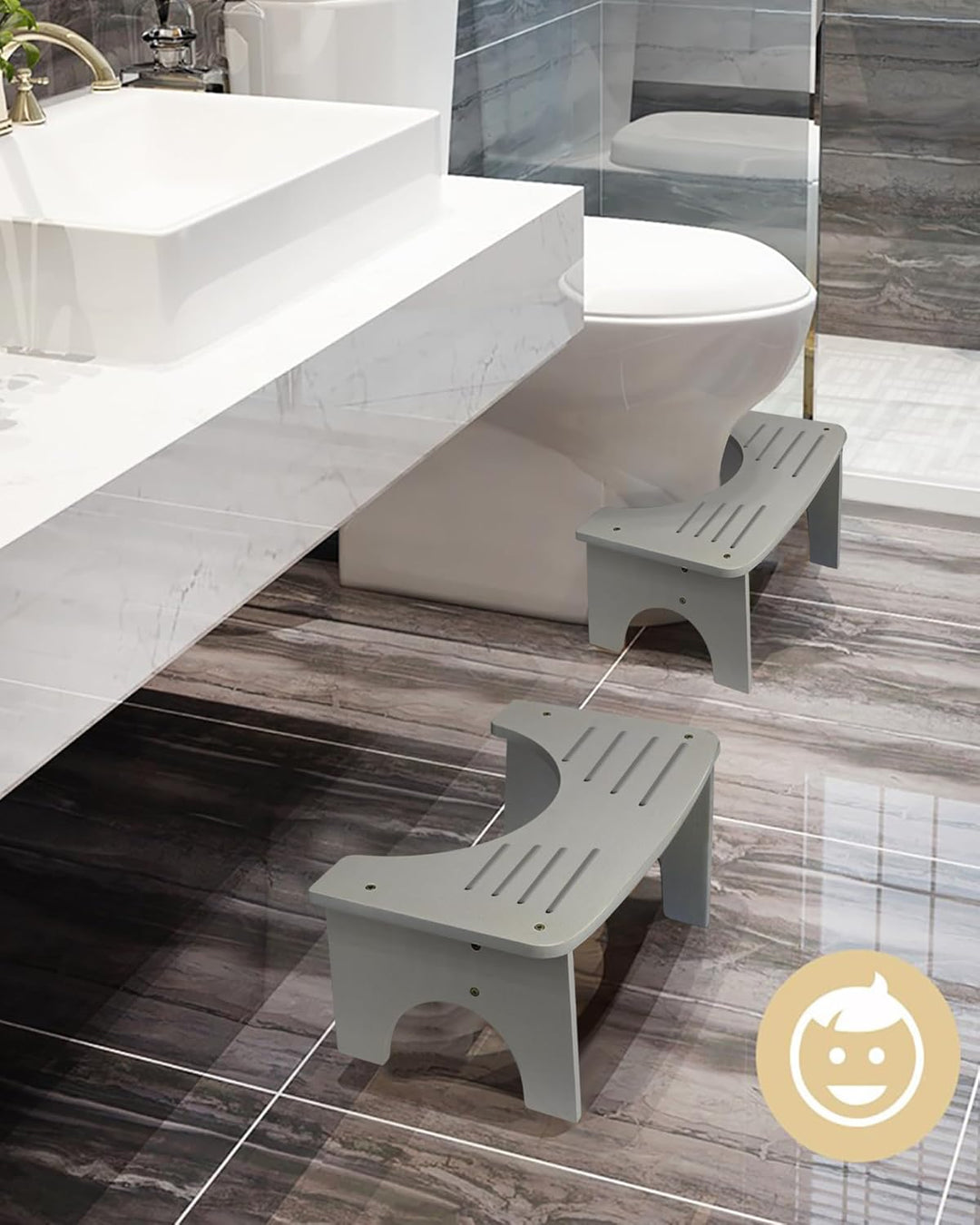 RayLove Physiologischer Toilettenhocker aus Bambus – WC-Trittbrett aus Holz – 35 Grad strapazierfähi