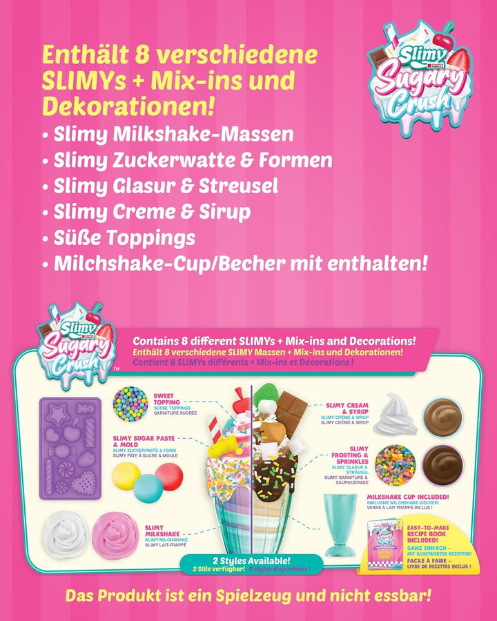 SLIMY Sugary Crush - Milkshack, Slime und Knete Kreativ-Set, Backspiel zum selber Mischen, Formen un