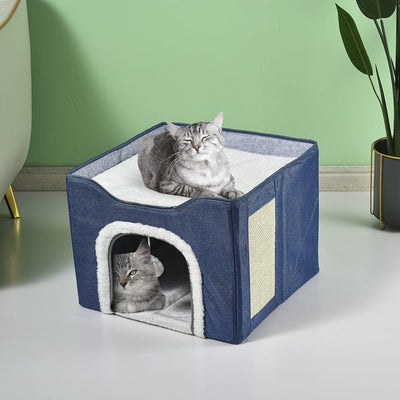 YUDOXN Faltbares Haus für Katzen mit Terrasse, zusammenklappbar, Höhle für Katzen und kleine Hunde,