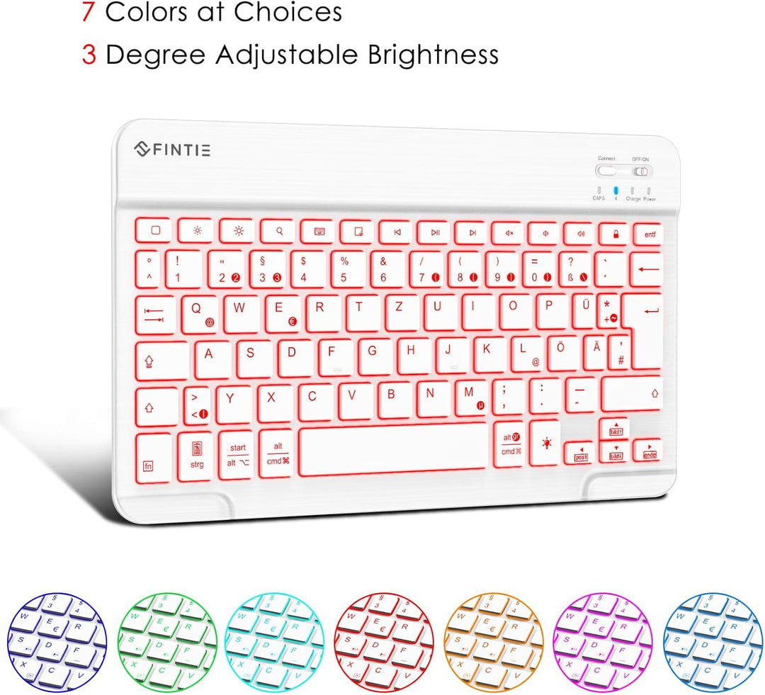 Fintie Tastatur Hülle für iPad 10. Generation 2022 (10.9 Zoll), Keyboard Case mit 7-farbig Beleuchte
