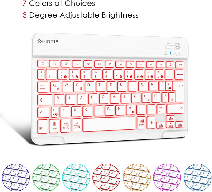 Fintie Tastatur Hülle für iPad 10. Generation 2022 (10.9 Zoll), Keyboard Case mit 7-farbig Beleuchte