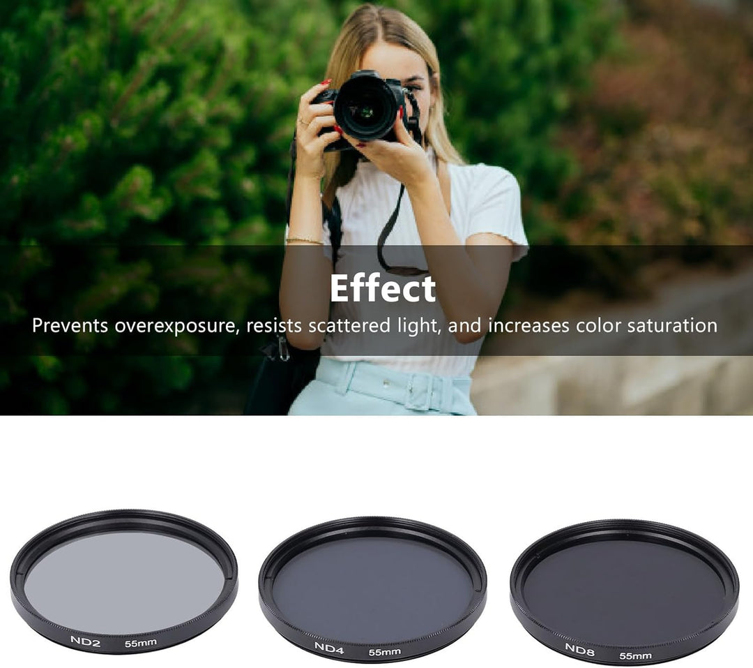 ND-Filterset, mit ND2-Filter, ND4-Filter und ND8-Filter, HD-Mehrschichtbeschichtung, Anti-Überbelich